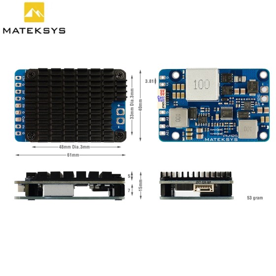 Original MATEK PM12S-3 Power Module 3-12S VX BEC Unisex Vehicles Remote Control High Quality Toys Yellow Power Module